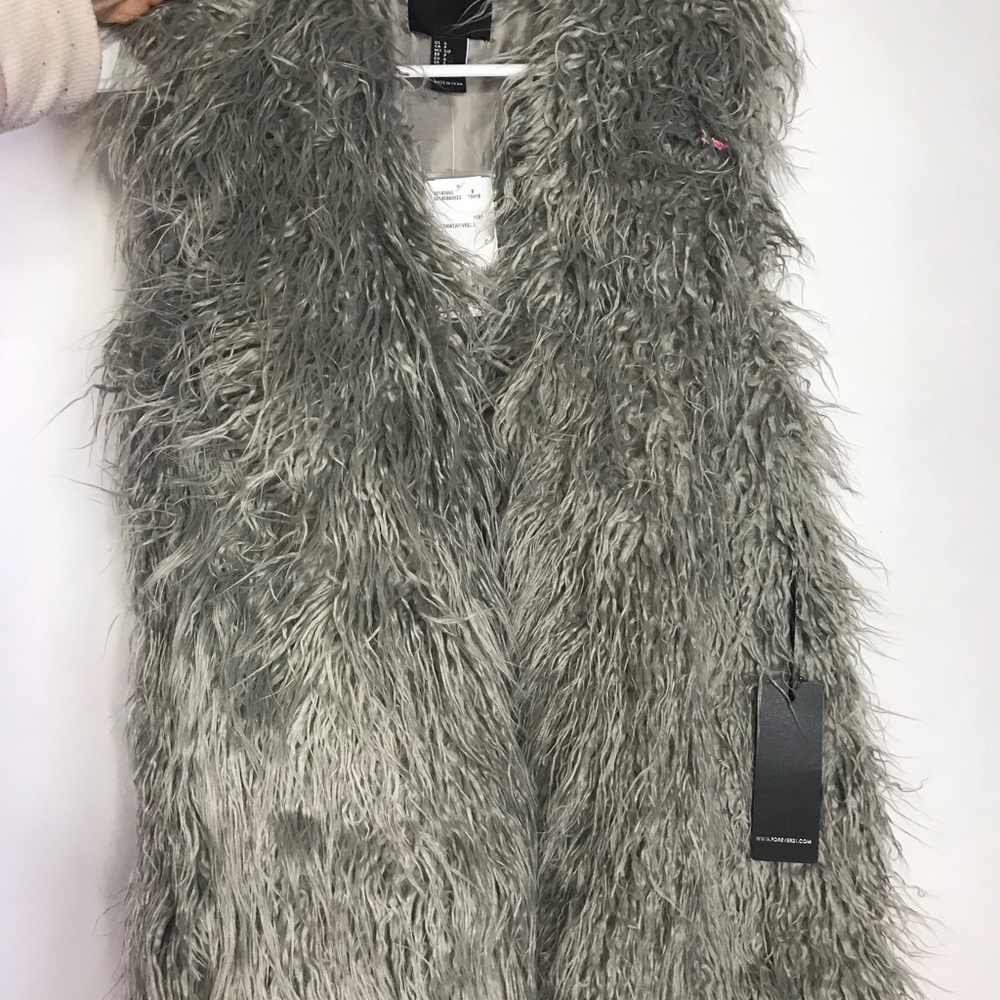 Grey fur vest forever 21